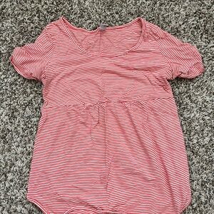 Orange and white maternity top